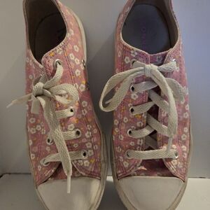 Converse Pink Floral Low Top Sneakers